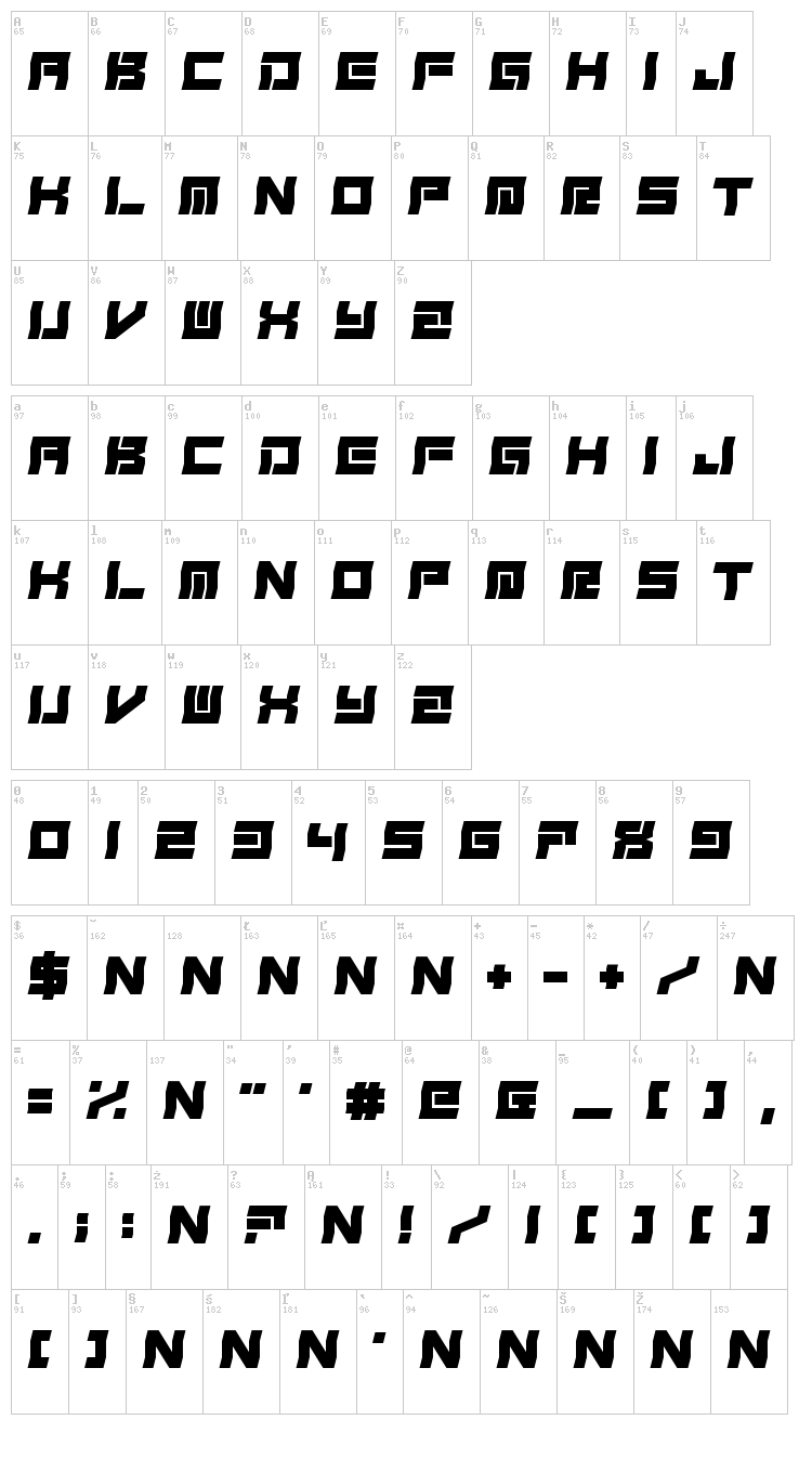 Freudian Slit font map